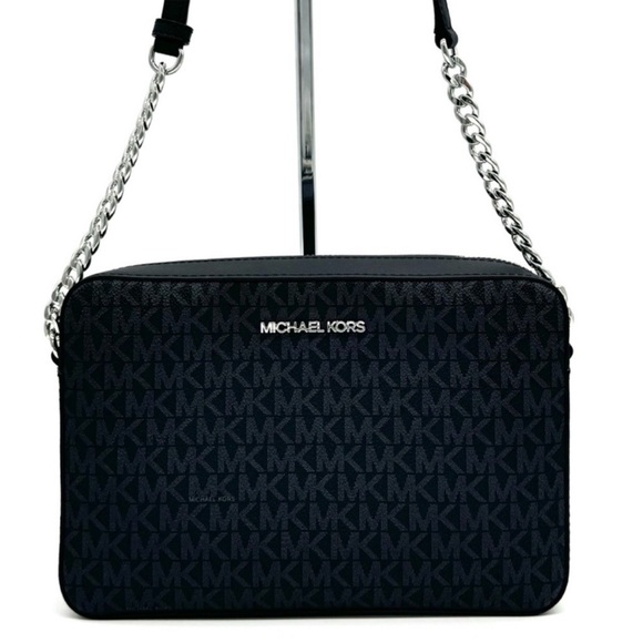 Michael Kors Large Jet Set Item EW Crossbody Bag Black Signature - Picture 2 of 9